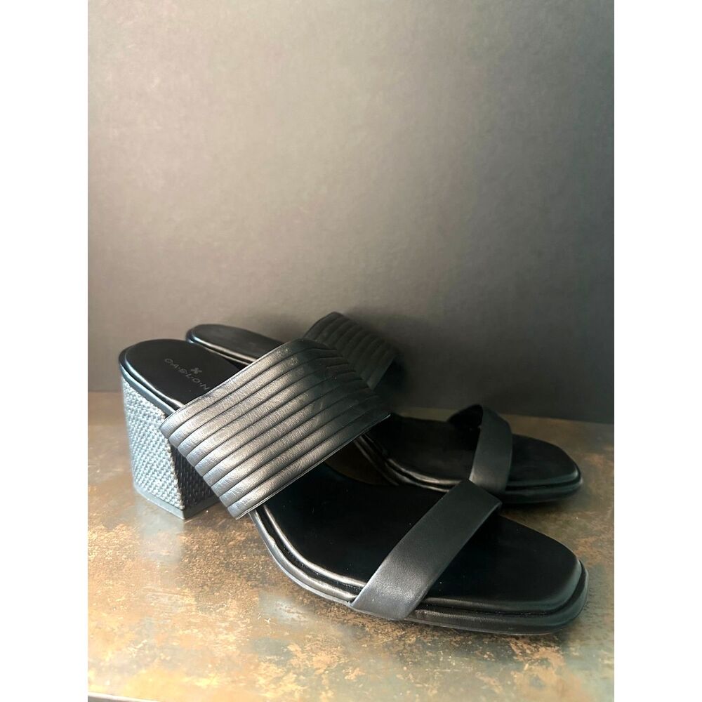 Caslon Slide Sandals 12 Block Heel Casual Minimalist Everyday Travel Black Lamia